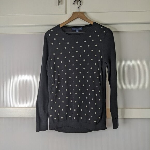 Tommy Hilfiger Sweater Black White Embroidered Polka Dots Size Large - Picture 1 of 7